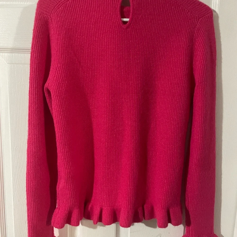 NWT Ted Baker London Pippalee Frill Detail Bright Pink Sweater